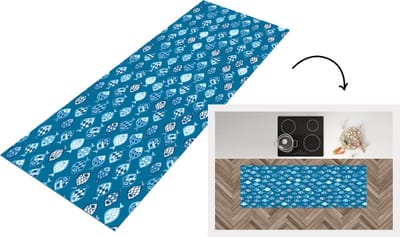 Keukenloper - Loper keuken - Vissen - Blauw - Patronen - 150x50 cm - Keukenloper vinyl