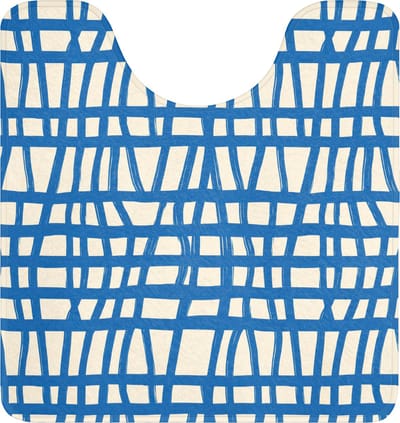 WC mat met uitsparing 55x60 cm - Antislip - Ruitpatroon - Blauw - Crème - Toiletmat met uitsnijding - Vloermat - Douchemat - Toilet tapijt - Toiletmatten