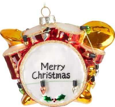 BRUBAKER Drums - Handgeschilderde Glazen Kerstbal - Handgeblazen Kerstversiering - Grappige Kersthanger - Kerstboom Decoratie - 10.5cm