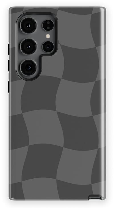Checkered Warp Hoesje Samsung Galaxy S24 Ultra | Geschikt Voor Mag | Uniek Design Hoesje | Beschermhoes Samsung Galaxy S24 Ultra Grey Motion