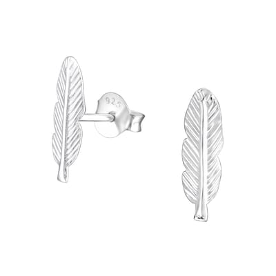 Montebello Oorbellen Bianne Stud - 925 Zilver E-Coating - Veer - 5x13mm