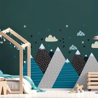 Stickers met Scandinavische bergen voor kinderen van Janeka, 100 x 150 cm
