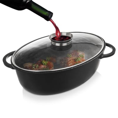 Braadslede Graniet met Deksel Ovaal GRANDE 8 l, 45x27,5 cm - Ovenschaal - Braadpan