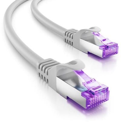 deleyCON 10m CAT7 Netwerkkabel - 10 Gigabit - RJ45 Patchkabel Ethernet Kabel (Koper, SFTP PiMF Afscherming) - voor Highspeed LAN DSL Switch Modem Router Patchpaneel CAT7 CAT6 CAT5 - Grijs