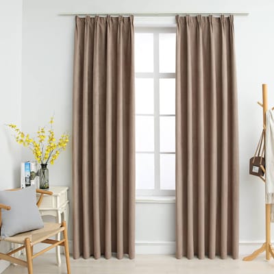 vidaXL - Gordijnen - verduisterend - met - haken - 2 - st - 140x175 - cm - taupe