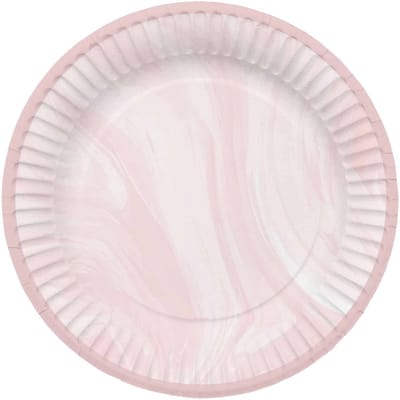 Folat - Borden (papier) - Marmer Roze 23 cm - 8 stuks
