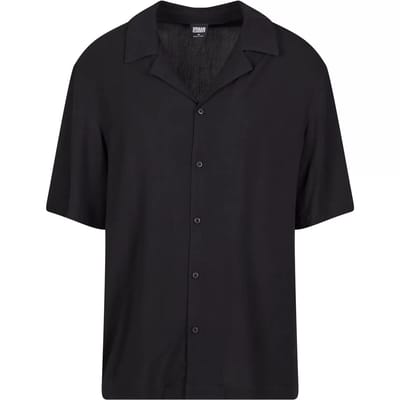Urban Classics Loose Viscose Heren Shirt met korte mouwen - zwart - S