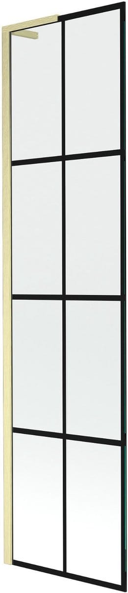 Mexen Next L badwand 1-delig 50 x 150 , zwart raster, geborsteld goud - 895-050-000-03-77-55