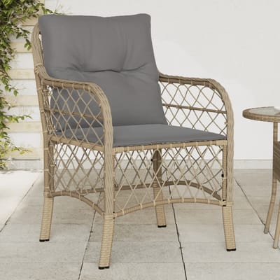 vidaXL - Tuinstoelen - 2 - st - met - kussens - poly - rattan - gemengd - beige
