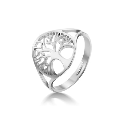 WeLoveSilver - ring van chirurgisch staal - tree of life - zilver - 6cm