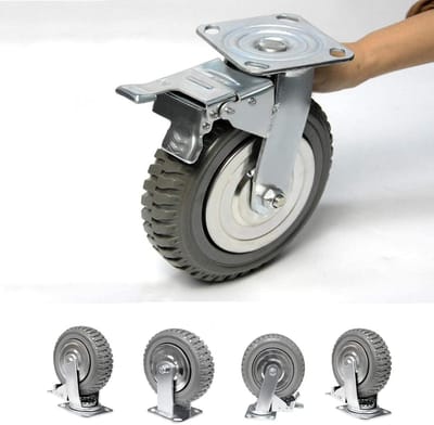 Zwenkwielen 150 mm Set van 4 - Zware Draaibare Wielen met Rem en Duurzaam Design