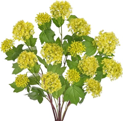 5 Stuks Kunstmatige Hortensia Bloemenboeket 60 cm Gele Nep Hortensia Takken voor Bloemarrangementen, Vaasdecoratie en Bruiloft Tafelcentra