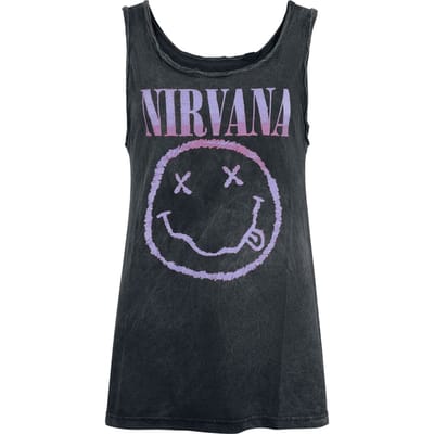 Nirvana Top - Smiley - S tot M - voor Vrouwen - zwart