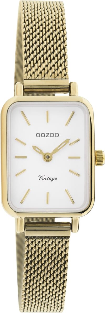 OOZOO Vintage series - goudkleurige horloge met goudkleurige metalen mesh armband - C20268