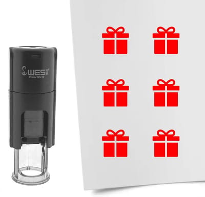 CombiCraft Stempel cadeau 10mm rond rode inkt - per 1 stuk
