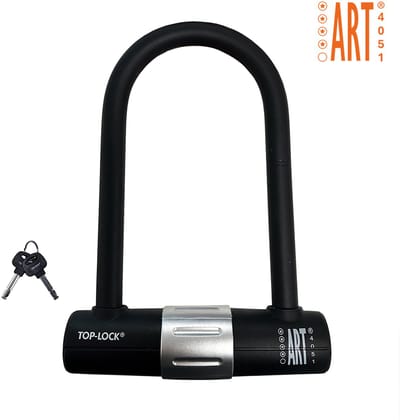 Top-Lock Art 4 Beugelslot - Motorslot / Scooterslot - Gehard Stalen Beugel - Art Gekeurd Slot voor Motor en Scooter & Brommer - 24,5 cm