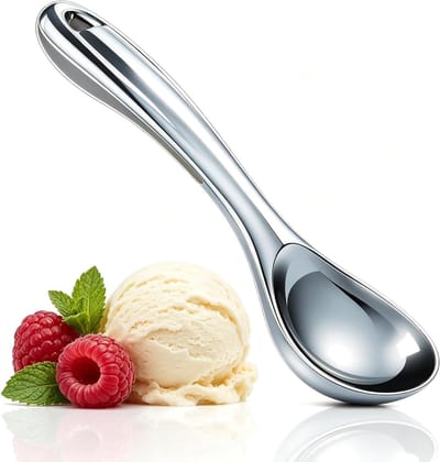 Rubberen handgreep ijslepel van niet-klevend zinklegering, 19 cm lang, 5 cm diameter, zwart, ideaal voor ijs en desserts