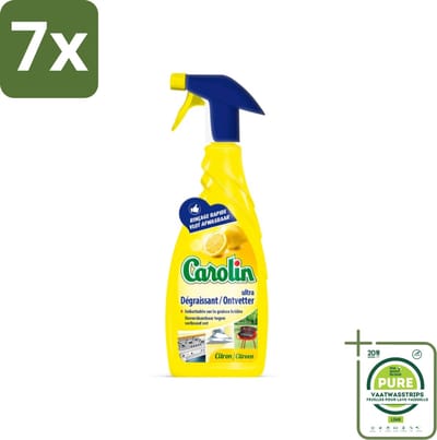 7 x Carolin - Keukenreiniger - Spray Ultra Ontvetter Citroen - 650 ml - Grootverpakking - Keukenreiniger - Ontvetter - Citroen - Vetvlekken - Keukenspullen