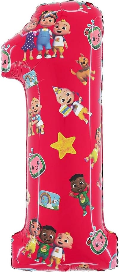 27 Inch Cocomelon Nummer Folie Ballon voor Kinderfeestjes - Beschikbaar in Nummer 1 en 2
