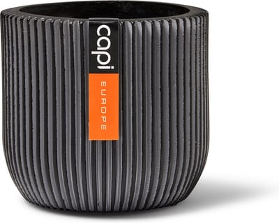 Capi Europe - Bloempot bol Groove Anthracite & Ivory - 8x6 - Antraciet - Opening Ø6 - Bloempot voor binnen - 5 jaar garantie - BGVZ131
