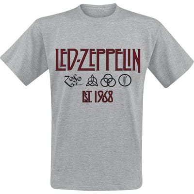 Led Zeppelin T-shirt - Symbols Est. 1968 - S tot 3XL - voor Mannen - grijs gemêleerd