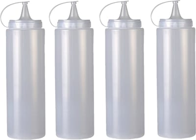 Urban Living Doseerfles/sausfles - 4x - kunststof - met schenktuit - 700 ml - 21 cm
