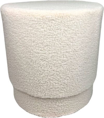 Casamoda Teddy Poef - Ø 42 cm - Poef Rond - Stof - Off White