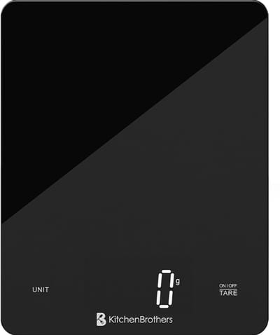 KitchenBrothers Keukenweegschaal - Weegschaal Keuken - Digitaal - 1g tot 10kg - Glas/Zwart