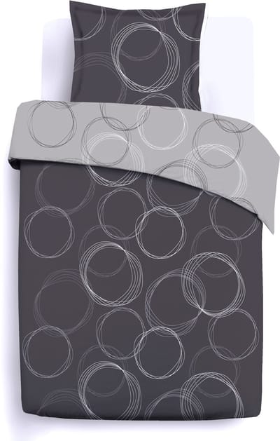 VISION Lenny - Tweezijdig omkeerbaar Dekbedovertrekset - 100% katoen: zacht en soepel - Eenpersoons - Dekbedovertrek 140 x 200 cm met 1 bijhorende sloop - Antraciet / Grijs - Oekotex gecertificeerd