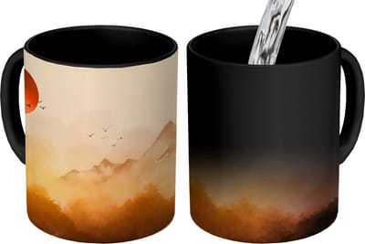 Magische Mok - Foto op Warmte Mokken - Koffiemok - Schilderij - Zon - Landschap - Vogels - Magic Mok - Beker - 350 ML - Theemok