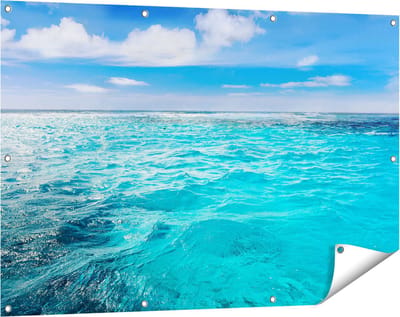 Gards Tuinposter Blauwe Caribische Zee Water - 120x80 cm - Tuindoek - Tuindecoratie - Wanddecoratie buiten - Tuinschilderij