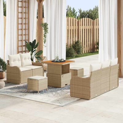 vidaXL - Tuinbank - Set - 8 - st - 7-Aantal - zitplaatsen - Beige - en - Crème
