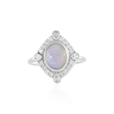 Cavill - Elegante Zilveren Ring met Australische Opaal 0,88 ct - 925 Sterling Zilver Geplatineerd - Ovaal Edelsteen Design