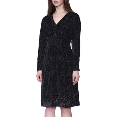 Velvet jurk met V -halslijn en vleermuismouwen