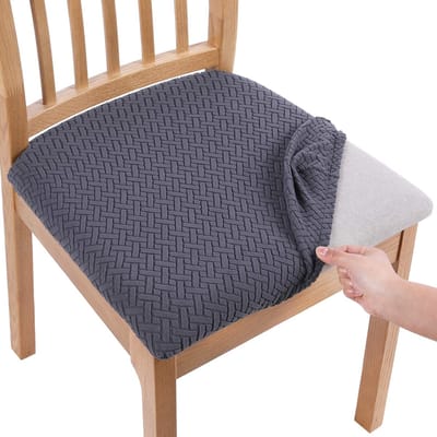 Stoelhoes voor eetkamerstoelen, 4-delige set, stretch, hoes voor eetkamerstoelen, afwasbaar, hoes voor stoelen, donkergrijs