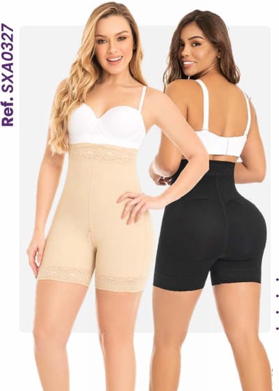 M&D origineel FAJAS COLOMBIANAS - COLOMBIAANSE SHAPEWEAR - Damesmode - Lingerie - Maatverkleining - Postpartum - Postoperatief/ SCHORT -KORTE BROEK – Extra hoge taille – Billen liftend – Sluiting aan de onderkant - ZWART - Maat 3XL - R SXA0327 3XL