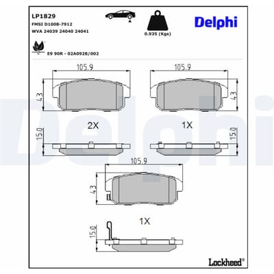 Remblokset DELPHI LP1829, achter