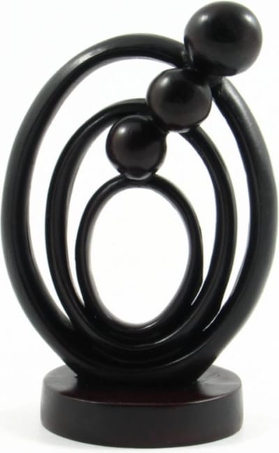 Beeld - Familie 3pers abstract polystone 11cm - Polystone Sawahasa  - Thailand - Fairtrade