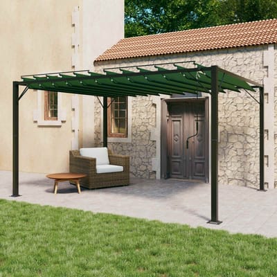 vidaXL - Gazebo - met - louvrezend - dak - 3 - x - 4 - x - 2,14 - m - Groen