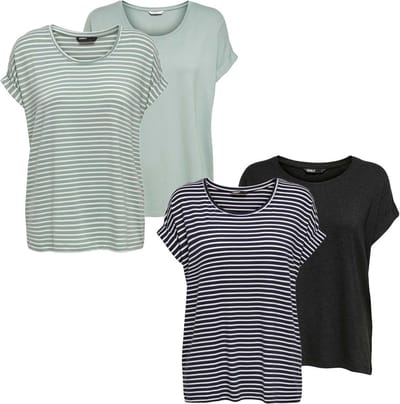 Only Dames T-Shirt MOSTER 4 Pack bequem Veelkleurig S Ronde Hals Volwassenen Zomertop - Top Korte Mouw