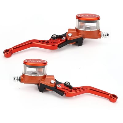 Paar Rem Koppelingshendel Universele Motorfiets Hoofdcilinder Reservoir Hydraulische Pomp Handrem red