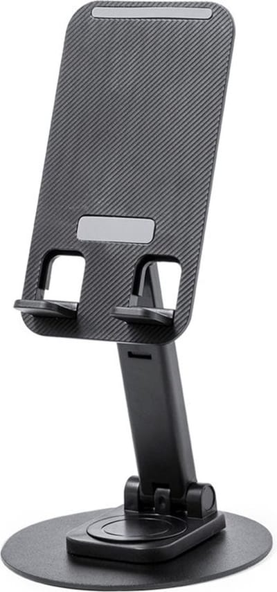 Verstelbare Desktop Telefoon- en Tabletstandaard – Opvouwbare Universele Houder - Universeel - Inclusief FuturiQ Type-C Oplaadkabel - Zwart