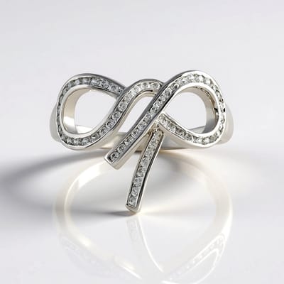 Cavill - Zilveren ring dames 925 Sterling zilver platina verguld - 61 Cambodja zirkonia's 0,869 ct - Elegante oneindigheid knoop ring 20 mm