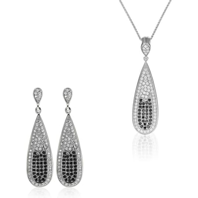 Orphelia Dames 925 Sterling Zilveren Set: Ketting-Pendant + Oorbellen - Zilver SET-5176