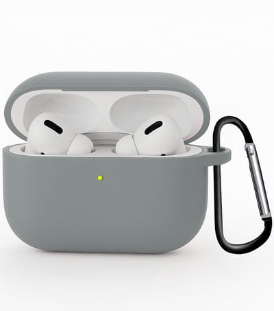 Hoesje - Geschikt voor Apple Airpods Pro 3 - Siliconen Hoes met Clip - Silicone Case Cover - Grijs