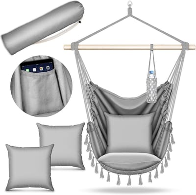Comfortabele Hangstoel Inclusief Kussens | 150 KG Draagkracht | Binnen & Buiten Gebruik