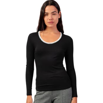 T-Shirt Lange Mouw Admas Top met lange mouwen en ronde hals Canale Contraste