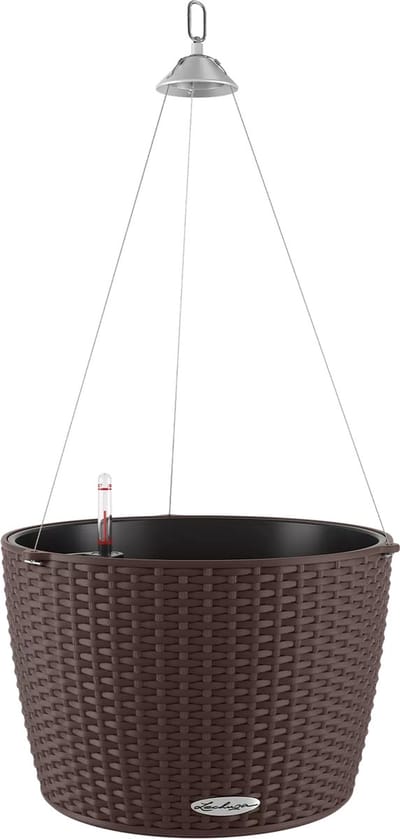 LECHUZA NIDO Cottage 35 - Plantenbak - met uitneembare binnenbak - met bewateringssysteem - ALL-IN-ONE set met LECHUZA-PON - mokka