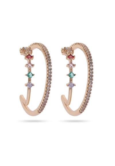 AVANT-GARDE PARIS Oorbellen Hoepel Goud Multi-Tone Kristallen en Pastelstenen