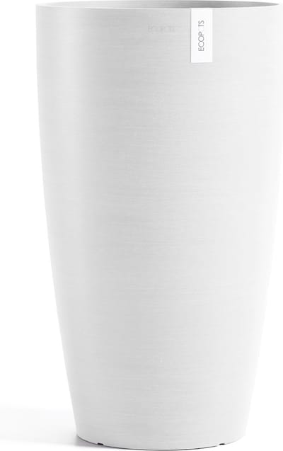 Ecopots Stockholm High 60 - Pure White - Ø35 x H60 cm - Ronde witte bloempot